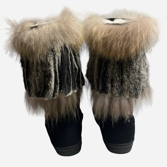 MARTINE ET BONAL Woman's Suede/Fur Sheepskin Lined Boots Size Large (W 8.5) - Picture 4 of 16